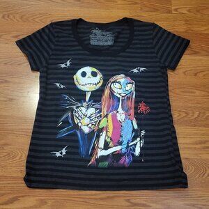 Disney Store Nightmare Before Christmas Jack & Sally Striped T-Shirt L Women's